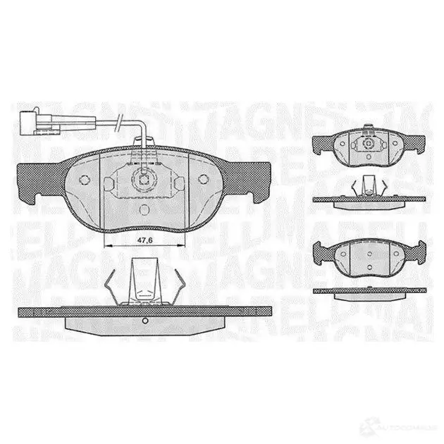 Тормозные колодки дисковые, комплект MAGNETI MARELLI 363916060222 1037251 PF0222 363700201 098 изображение 0