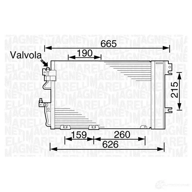 Радиатор кондиционера MAGNETI MARELLI 1026505 I09U9W 350203257000 BC25 7