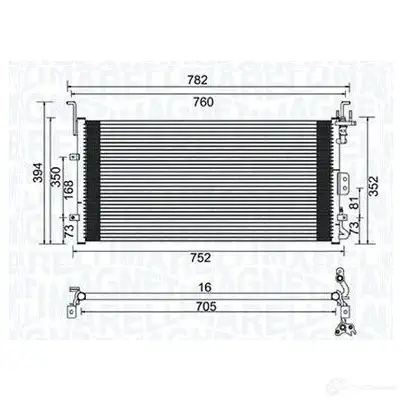 Радиатор кондиционера MAGNETI MARELLI 1437550731 350203959000 6S MZFB