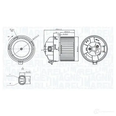 Моторчик вентилятора печки MAGNETI MARELLI LT GH8 1438033816 069412282010 изображение 0