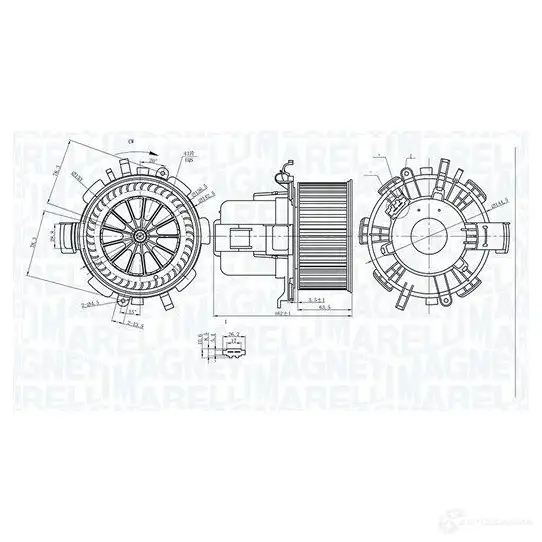 Моторчик вентилятора печки MAGNETI MARELLI 9FY XSOL 069412315010 1438033940 изображение 0