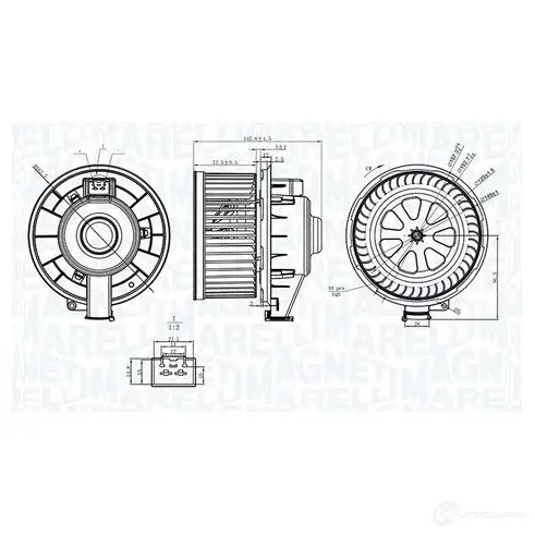 Моторчик вентилятора печки MAGNETI MARELLI 1438033900 U B61O9B 069412253010