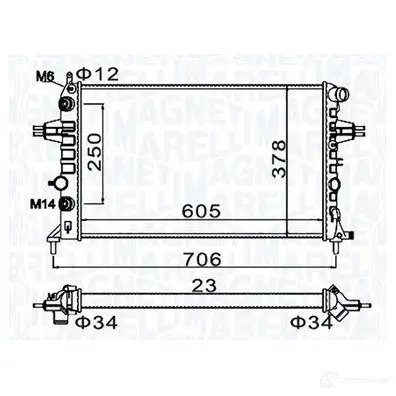 Радиатор охлаждения двигателя MAGNETI MARELLI 3 XMQGKL 350213158200 1437552366