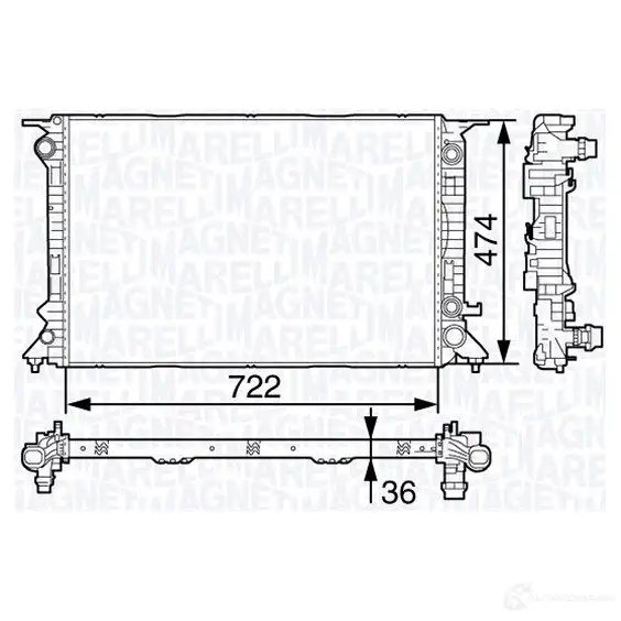 Радиатор охлаждения двигателя MAGNETI MARELLI 350 21 313 880 0 1027150 BM1388 350213138800 изображение 0