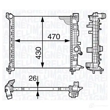 Радиатор охлаждения двигателя MAGNETI MARELLI BM1434 350213143400 1027198 350 21 314 340 0
