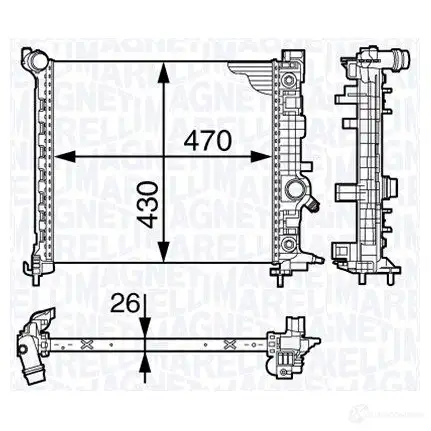 Радиатор охлаждения двигателя MAGNETI MARELLI 1027199 350213143500 350 21 314 350 0 BM1435
