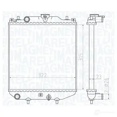 Радиатор охлаждения двигателя MAGNETI MARELLI 1438035941 HBSG TXH 350213180300 изображение 0