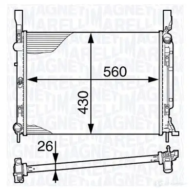 Радиатор охлаждения двигателя MAGNETI MARELLI 350213142400 1027186 350 21 314 240 0 BM1424
