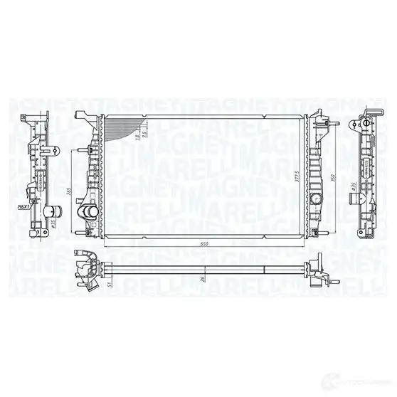 Радиатор охлаждения двигателя MAGNETI MARELLI 6K KRDM 1438036321 350213200600 изображение 0