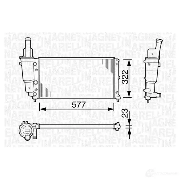Радиатор охлаждения двигателя MAGNETI MARELLI 350213114003 1193750441 94ZTJ BMQ 114 - Изображение 1