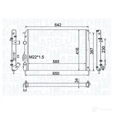 Радиатор охлаждения двигателя MAGNETI MARELLI BWR D0DP 350213159400 1438036114 изображение 0