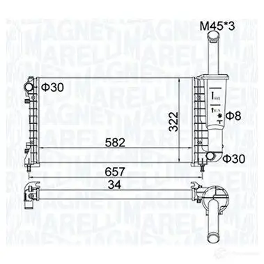 Радиатор охлаждения двигателя MAGNETI MARELLI 1 Q1I5 350213183700 1438036586 изображение 0