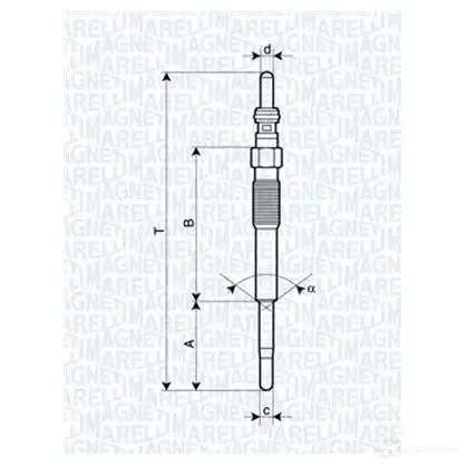 Свеча накала MAGNETI MARELLI 062900080304 1016691 UY1 2A D0BZ9