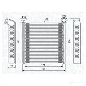 Радиатор печки, теплообменник MAGNETI MARELLI 1438035651 4GMY I 350218448000 изображение 0