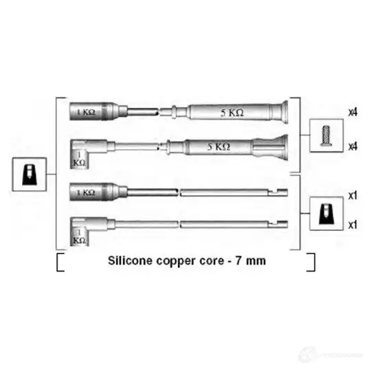 Высоковольтные провода зажигания MAGNETI MARELLI 941045160504 1046597 LGURSJ2 MSK50 4