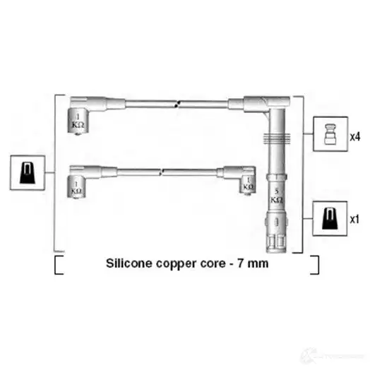 Высоковольтные провода зажигания MAGNETI MARELLI 1046624 MSK 537 A3R38E7 941055170537 изображение 0