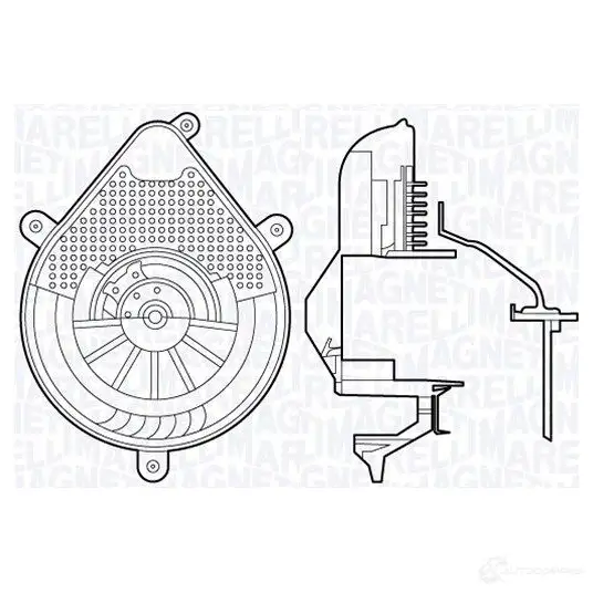 Моторчик вентилятора печки MAGNETI MARELLI 069412698010 MTE698AX 1018228 069 41 269 801 0 изображение 0