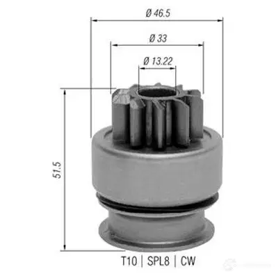 Бендикс стартера MAGNETI MARELLI 1330504251 940113020348 3MZCMXE AMB03 48 изображение 0