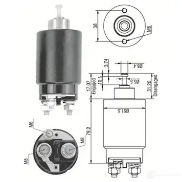 Втягивающее реле MAGNETI MARELLI 303SG 139961921 AME 0265 940113050265