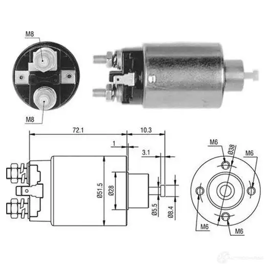 Втягивающее реле MAGNETI MARELLI AME 0477 940113050477 8HLBD 1046493 изображение 0