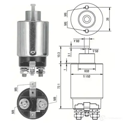 Втягивающее реле MAGNETI MARELLI 940113050288 724068052 RJT3U9S AME0 288