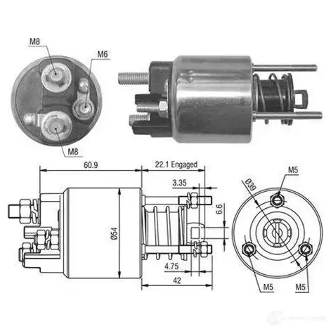 Втягивающее реле MAGNETI MARELLI AME001 6 RSADC87 940113050016 63678290