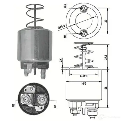 Втягивающее реле MAGNETI MARELLI 4PILF7X 62963022 AME048 6 940113050486 изображение 0