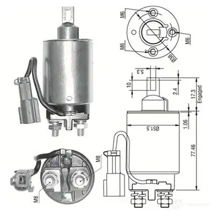 Втягивающее реле MAGNETI MARELLI 940113050292 1046449 GEMBXWH A ME0292 изображение 0