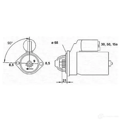 Стартер MAGNETI MARELLI DSXINAA 6140942 943251613010 MSR45 9 - Изображение 1