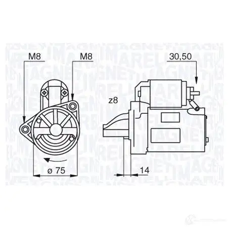 Стартер MAGNETI MARELLI 063522611010 63522 611 1193731066 944280705030 изображение 0