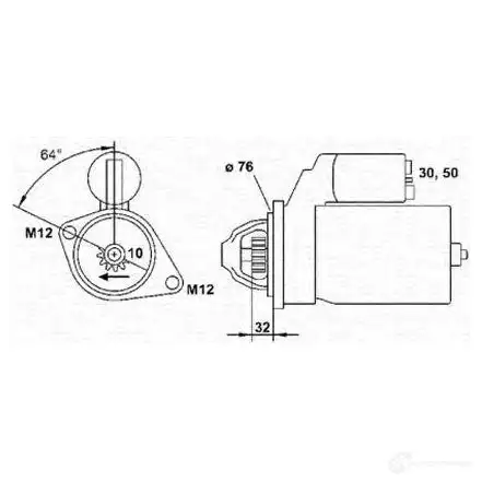 Стартер MAGNETI MARELLI 1047752 401O86 943253118010 M SR5318 изображение 0