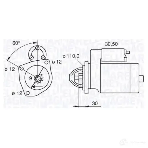Стартер MAGNETI MARELLI M SN2050 063523620390 MT71A 1193731112