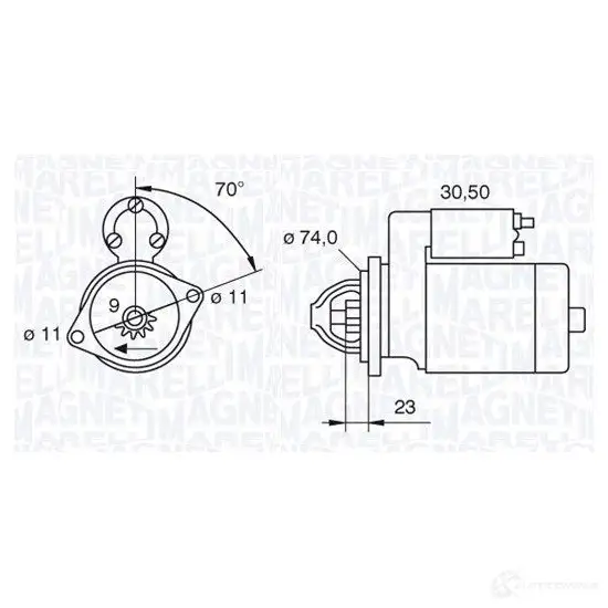 Стартер MAGNETI MARELLI A80FA5 M SN2023 1193730905 063521090350