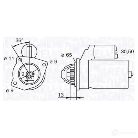 Стартер MAGNETI MARELLI 063111007010 1016735 63111 007 944280800470 изображение 0