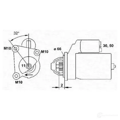 Стартер MAGNETI MARELLI 1047761 MSR20 43 5BJ52W 943254043010