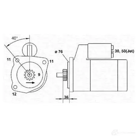 Стартер MAGNETI MARELLI 8V1J3W MSR9 05 943251326010 1047597 изображение 0