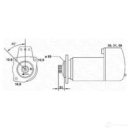 Стартер MAGNETI MARELLI MSR67 9 1047697 943252045010 XIE3T7
