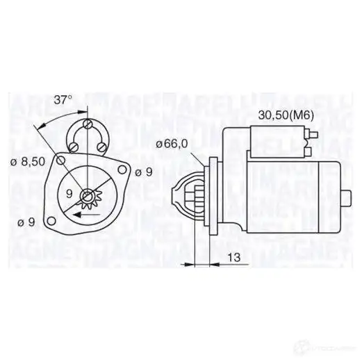 Стартер MAGNETI MARELLI GG76XFF 1017031 063521074110 M SN2076 изображение 0