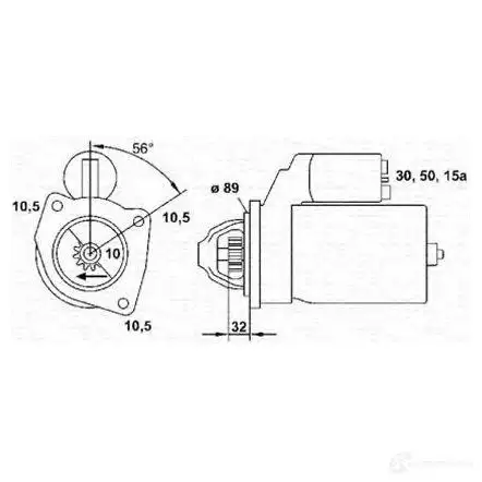Стартер MAGNETI MARELLI 1047551 943251015010 AUOCX1J MSR3 40 изображение 0
