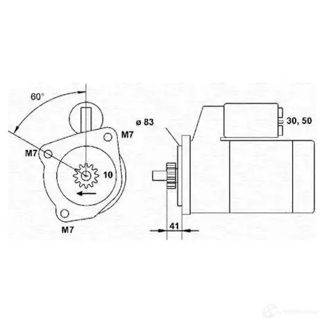 Стартер MAGNETI MARELLI I0GTX 1047613 943251421010 M SR405 изображение 0