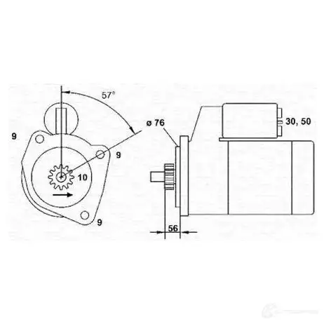 Стартер MAGNETI MARELLI 943241009010 IU7PEE3 M SR1009 1047503 изображение 0