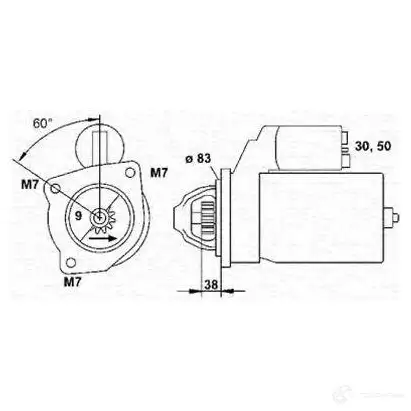 Стартер MAGNETI MARELLI 943251401010 MSR39 2 KEBR4J 1047603 изображение 0