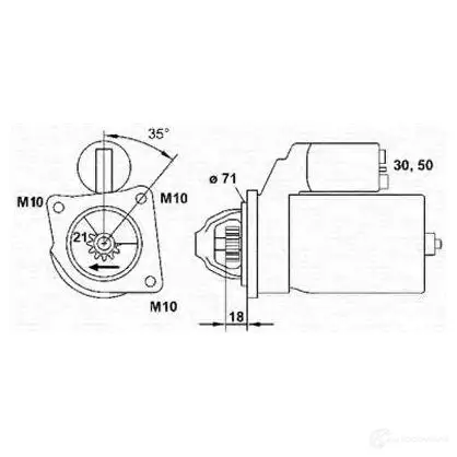 Стартер MAGNETI MARELLI MSR53 11 1047748 943253111010 9TBY8LQ изображение 0