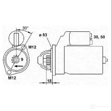 Стартер MAGNETI MARELLI 6141138 MSR96 0 43WDA 943251333010 изображение 0