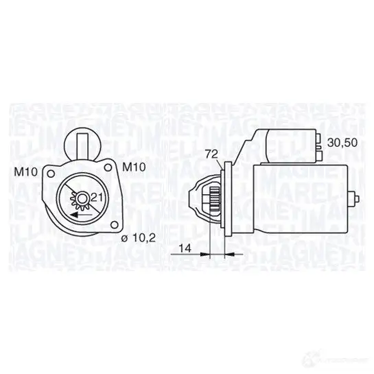 Стартер MAGNETI MARELLI 944280175300 632800 06 1193730091 063280006010 изображение 0