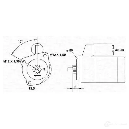 Стартер MAGNETI MARELLI 943241016010 MSR1 016 1047507 LFF26J4