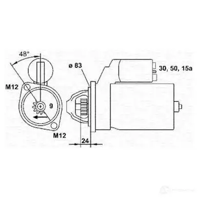 Стартер MAGNETI MARELLI 943251301010 1047591 MSR 388 JQ67CA изображение 0