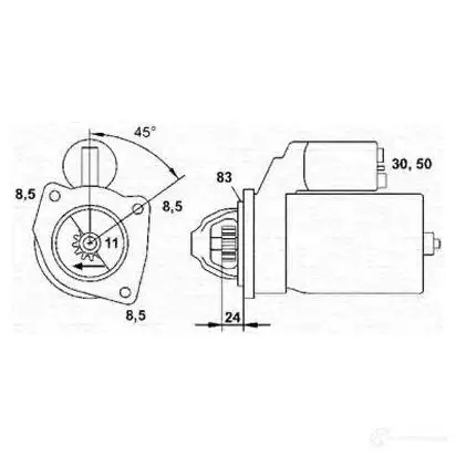 Стартер MAGNETI MARELLI MS R1008 943241008010 1047502 ZV4GJF изображение 0