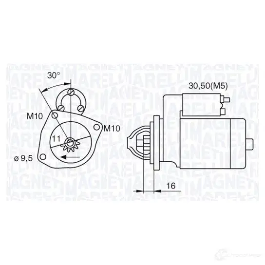 Стартер MAGNETI MARELLI MSN8029 632 80029 1016789 063280029010 изображение 0