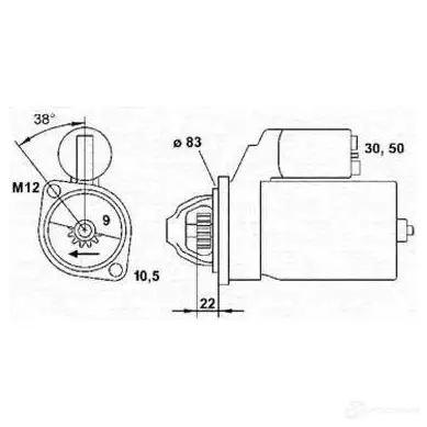 Стартер MAGNETI MARELLI 0TN4IN7 MSR103 5 943241035010 1047513 изображение 0